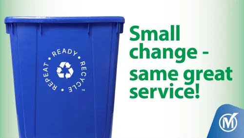 Blue Box with text that says small change - same great service