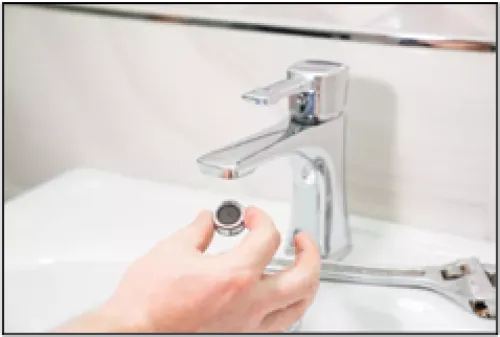 Removed aerator from sink faucet