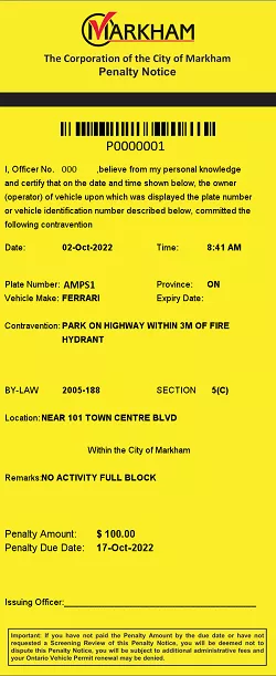 electronic ticket for Markham