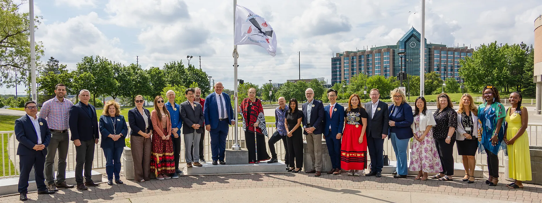 City of Markham staff at a flag raising event.