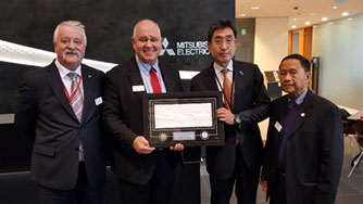 Councillor Colin Campbell, Mayor Frank Scarpitti,  Mr. Satoshi Matsushita (Mitsubishi Executive Officer & Group President), Councillor Alex Chiu