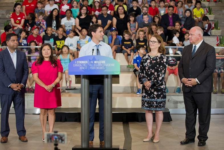 L to R: Gary Anandasangaree, MP Scarborough-Rouge Park; Honourable Mary Ng, Minister of Small Business and Export Promotion; The Right Honourable Justin Trudeau, Prime Minister of Canada; Honourable Jane Philpott, Minister of Indigenous Services; Markham Mayor Frank Scarpitti.